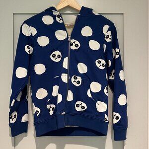Hanna Andersson Blue Panda Faux Shearling Sherpa Lined Hoodie Sweatshirt Sz 10